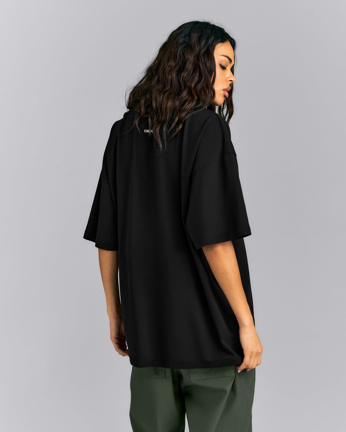 Oversized Cotton Short Sleeve T-Shirt | Black