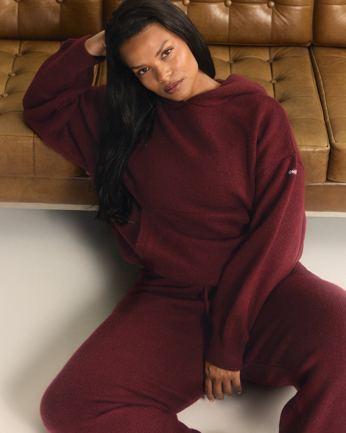 Oversized Knit Hoodie | Rosewood