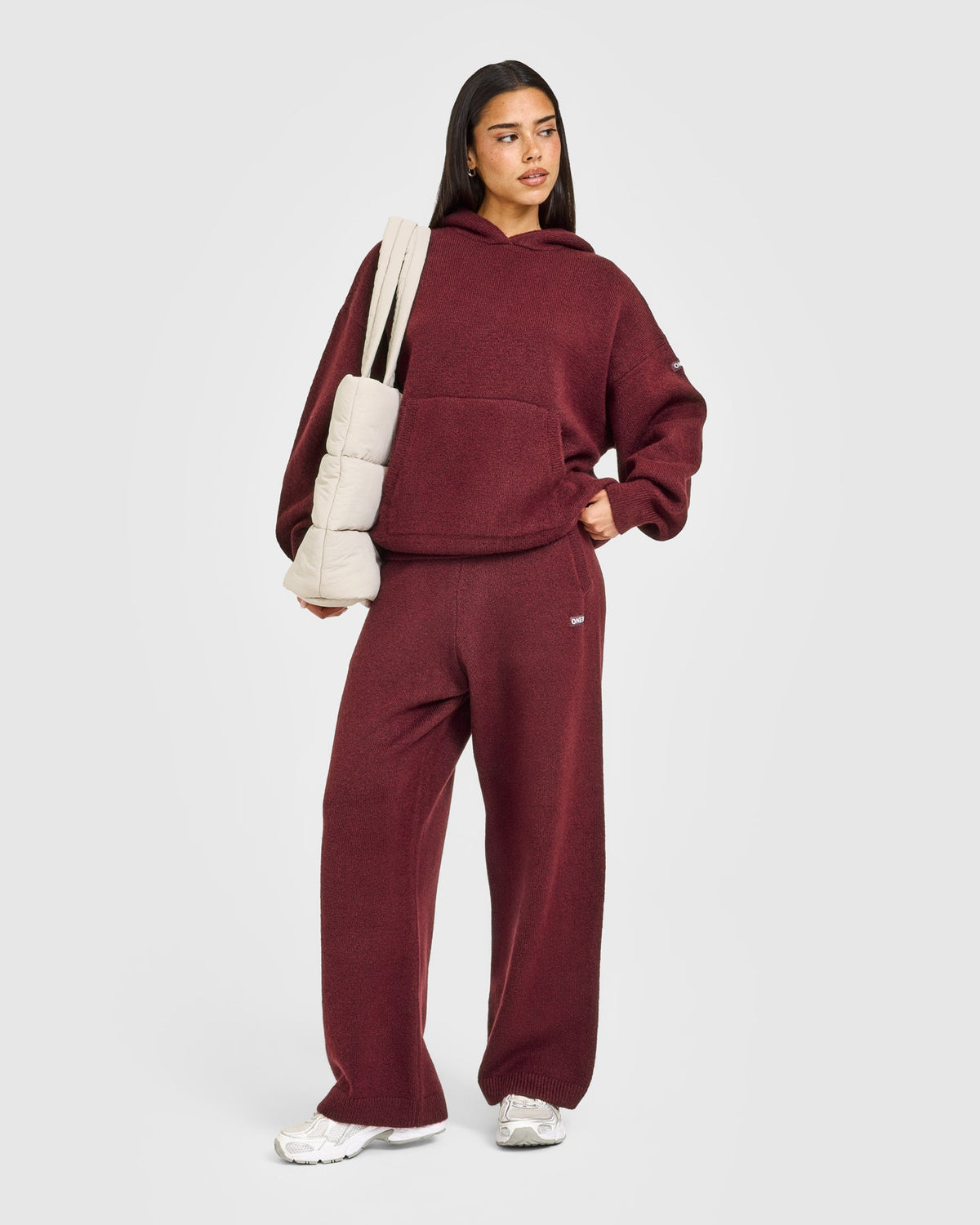 Oversized Knit Hoodie | Rosewood