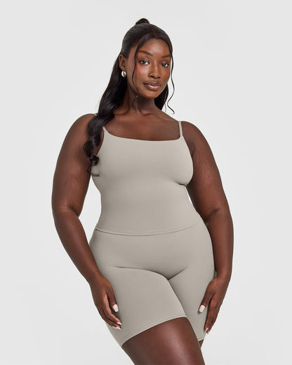 SoftMotion™ Strappy Mid Tank Top with Built in Bra Shelf | Warm Sand