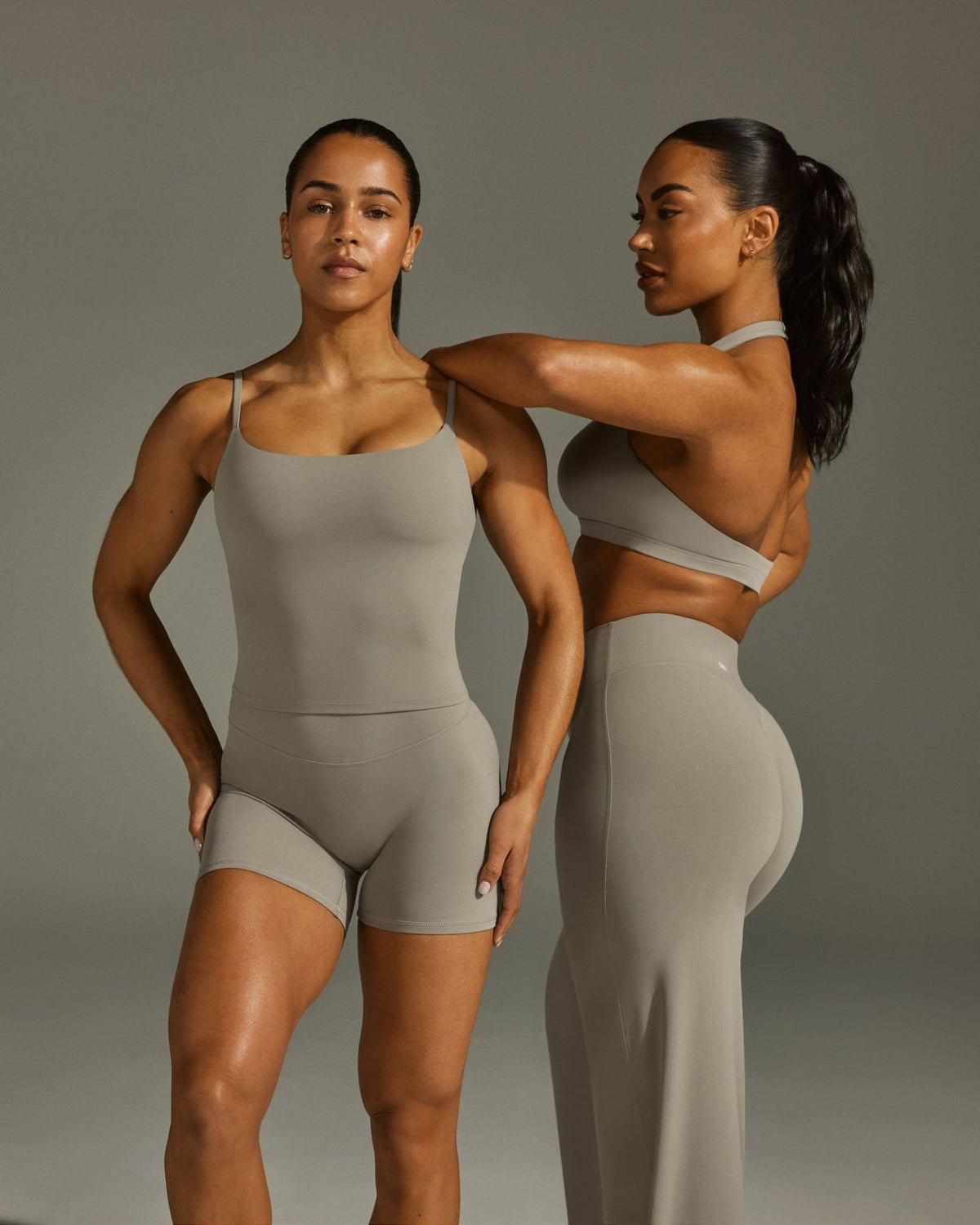 SoftMotion™ Strappy Mid Tank Top with Built in Bra Shelf | Warm Sand