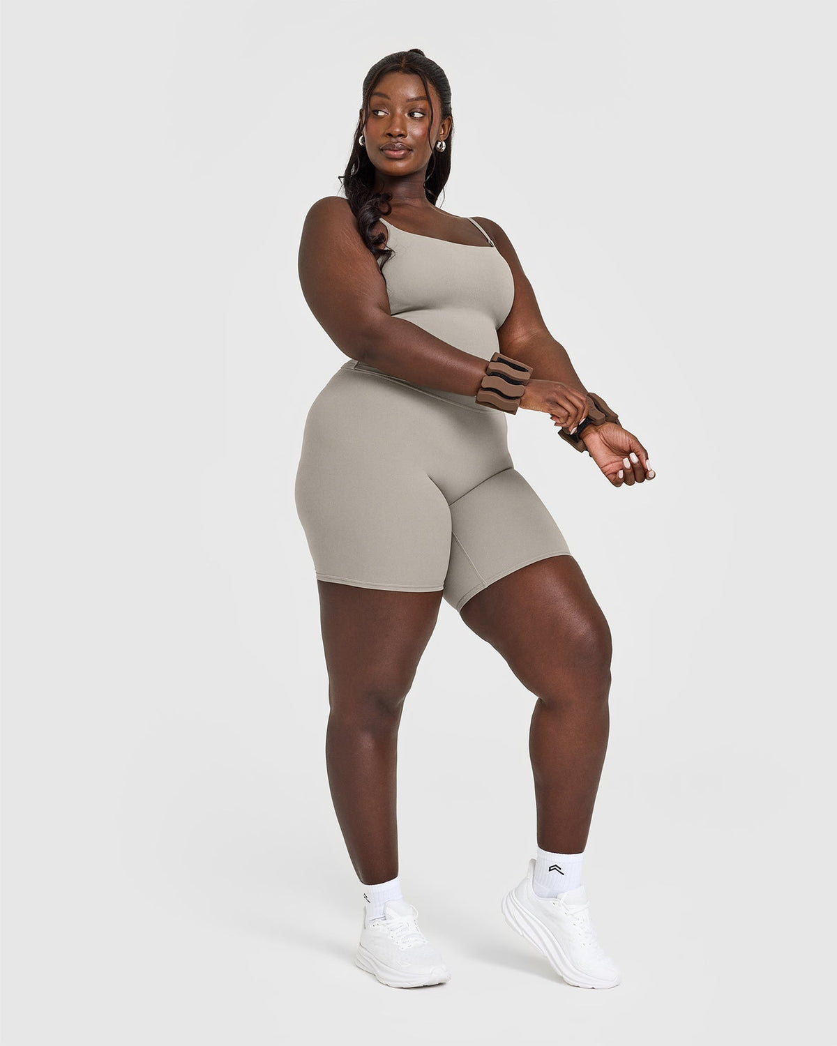 SoftMotion™ Strappy Mid Tank Top with Built in Bra Shelf | Warm Sand