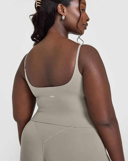 SoftMotion™ Strappy Mid Tank Top with Built in Bra Shelf | Warm Sand