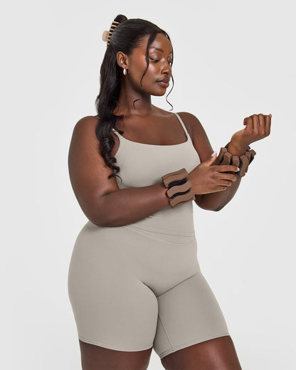 SoftMotion™ Strappy Mid Tank Top with Built in Bra Shelf | Warm Sand