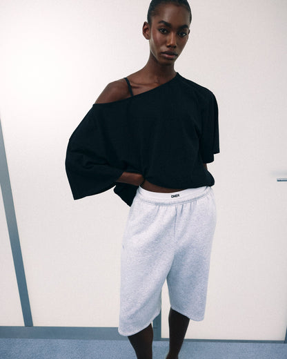 Slouchy One Shoulder T-Shirt | Black