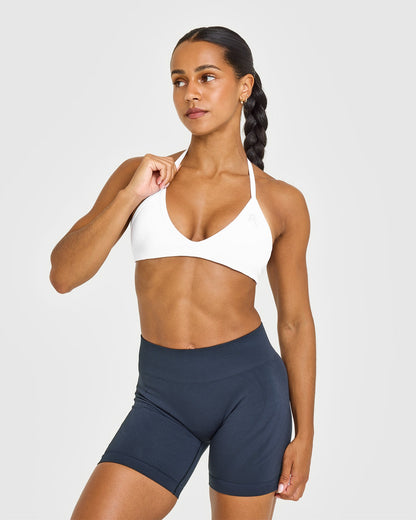 EnhanceLift™ Seamless Minimal Halter Neck Bralette | White