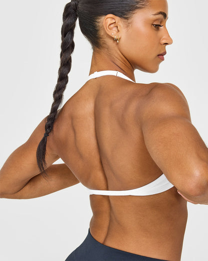 EnhanceLift™ Seamless Minimal Halter Neck Bralette | White