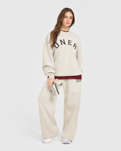 Foundations Oversized Oner Girlfriend Straight Leg Sweatpants | Sand