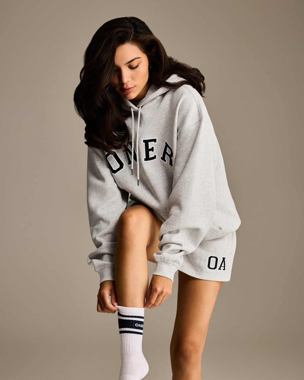 Foundations Oversized Oner Girlfriend Hoodie | Light Gray Marl