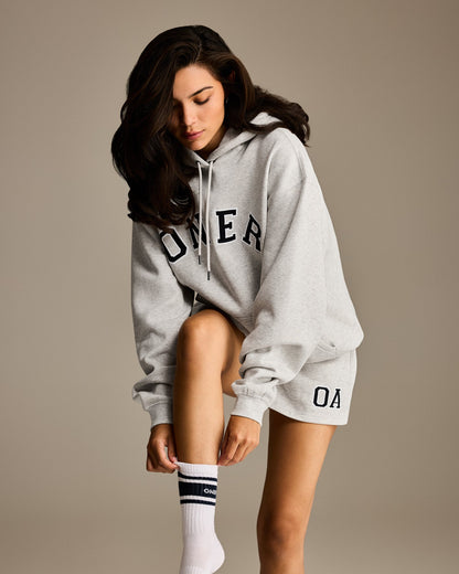 Foundations Oversized Oner Girlfriend Hoodie | Light Gray Marl
