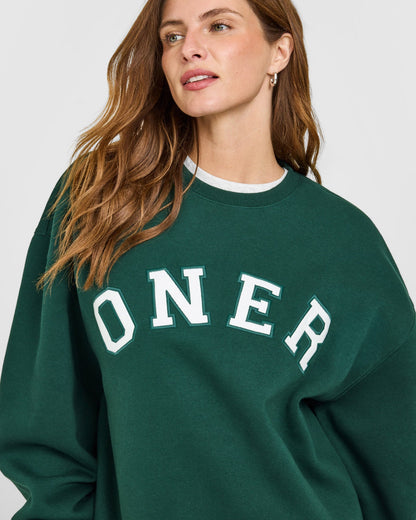 Foundations Oversized Oner Girlfriend Sweatshirt | Racing Green