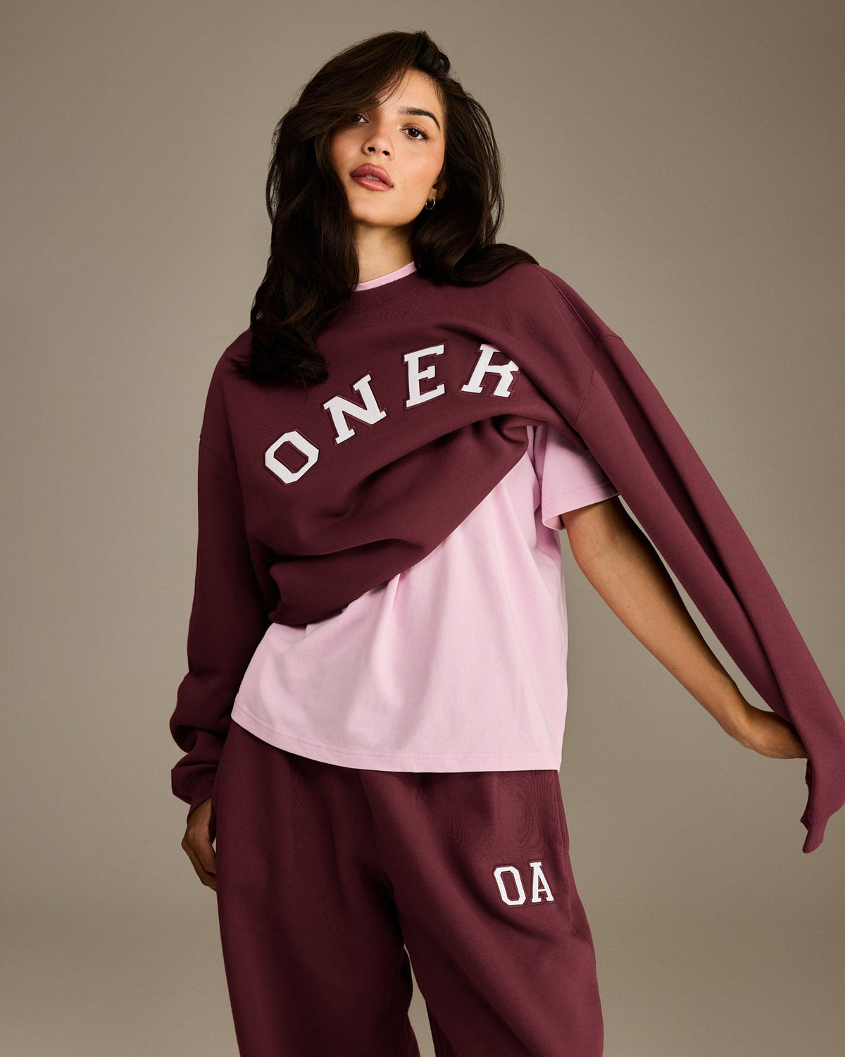 Foundations Oversized Oner Girlfriend Sweatshirt | Rosewood