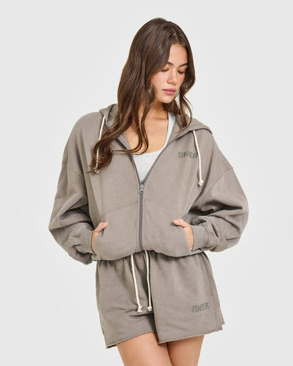 Raw Lounge Oversized Zip Hoodie | Washed Minky