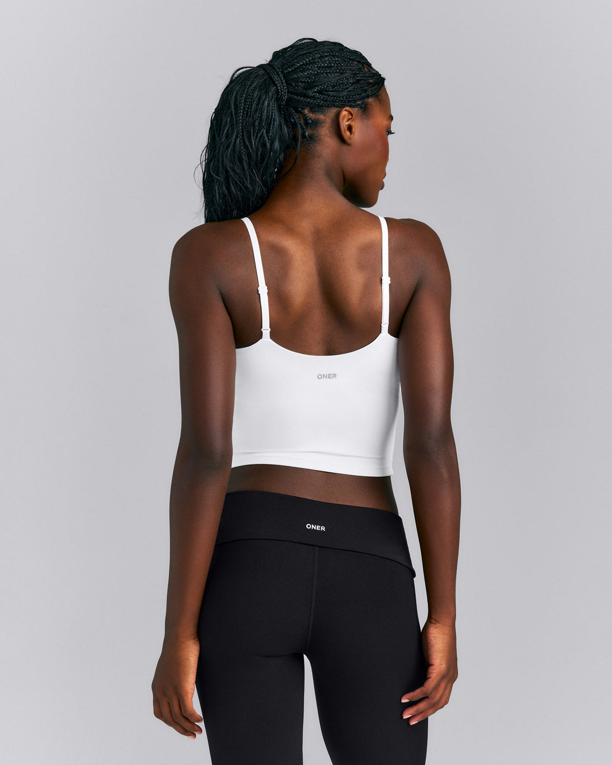 SoftMotion™ Adjustable V Neck Mid Tank Top with Built in Bra Shelf | White