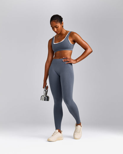 EffortlessLift™ Seamless Mid Rise Leggings | Light Granite Blue
