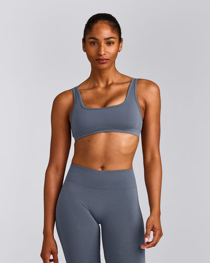 EffortlessLift™ Square Neck Sports Bra | Light Granite Blue