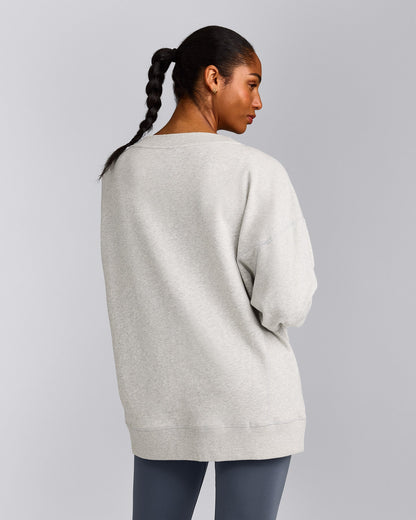Cotton Vintage Lounge V Neck Sweatshirt | Light Gray Marl