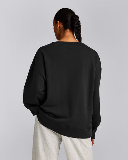 Cotton Vintage Lounge V Neck Sweatshirt | Washed Black