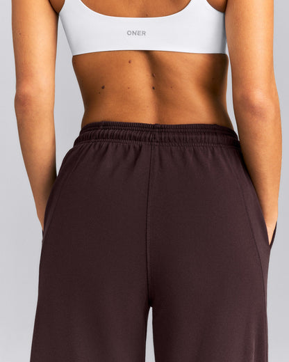 Cotton Vintage Lounge Wide Leg Sweatpants | Washed Plum Brown