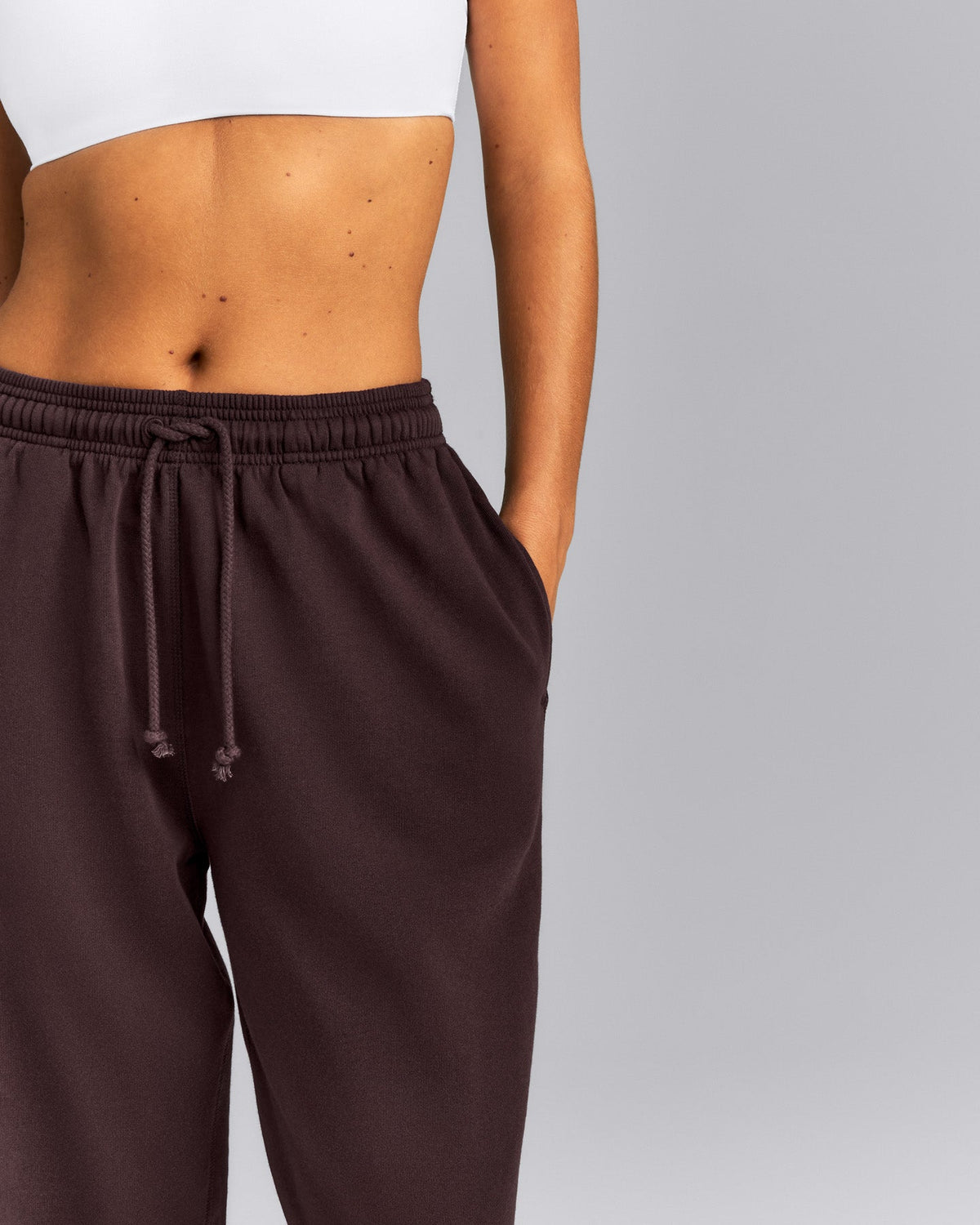 Cotton Vintage Lounge Wide Leg Sweatpants | Washed Plum Brown