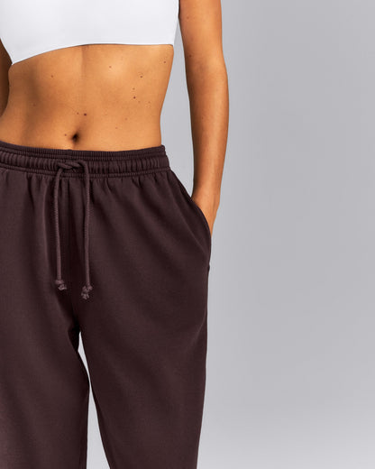 Cotton Vintage Lounge Wide Leg Sweatpants | Washed Plum Brown