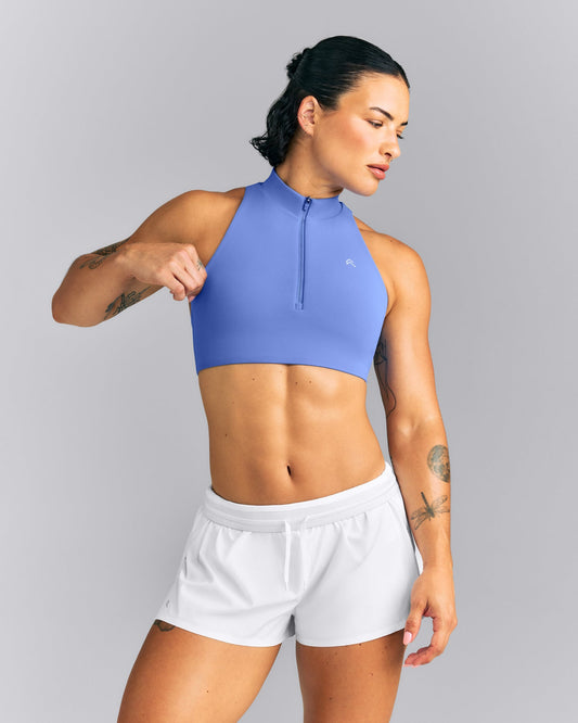 EasyLift™ Zip High Neck Sports Bra | Glaucous Blue