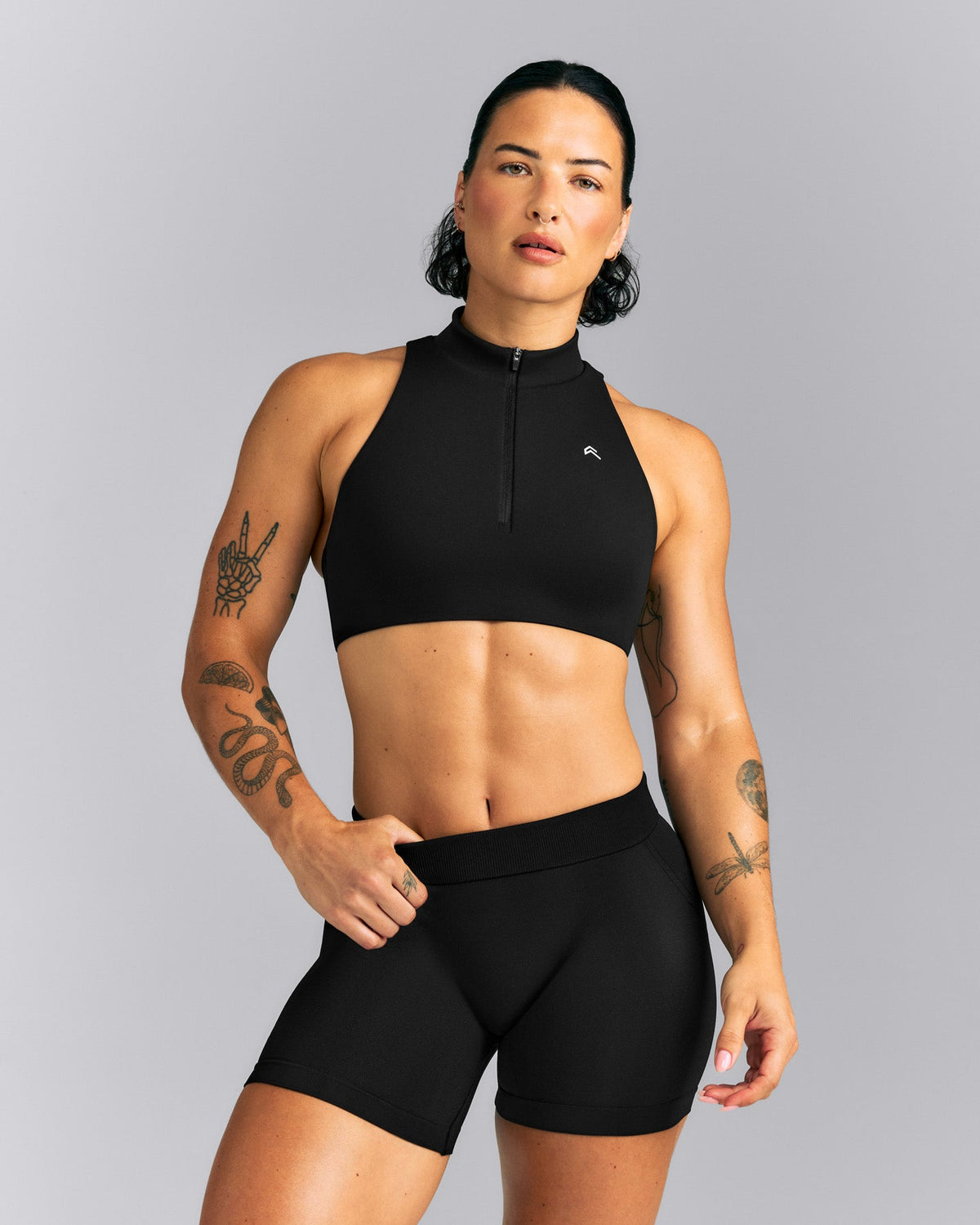 EasyLift™ Zip High Neck Sports Bra | Black