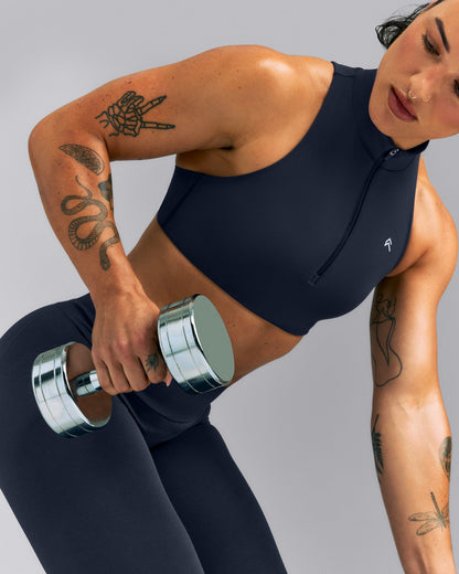 EasyLift™ Zip High Neck Sports Bra | True Blue