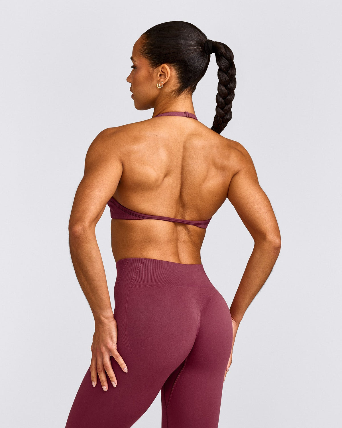 EnhanceLift™ Seamless Minimal Halter Neck Bralette | Burnt Maroon Red