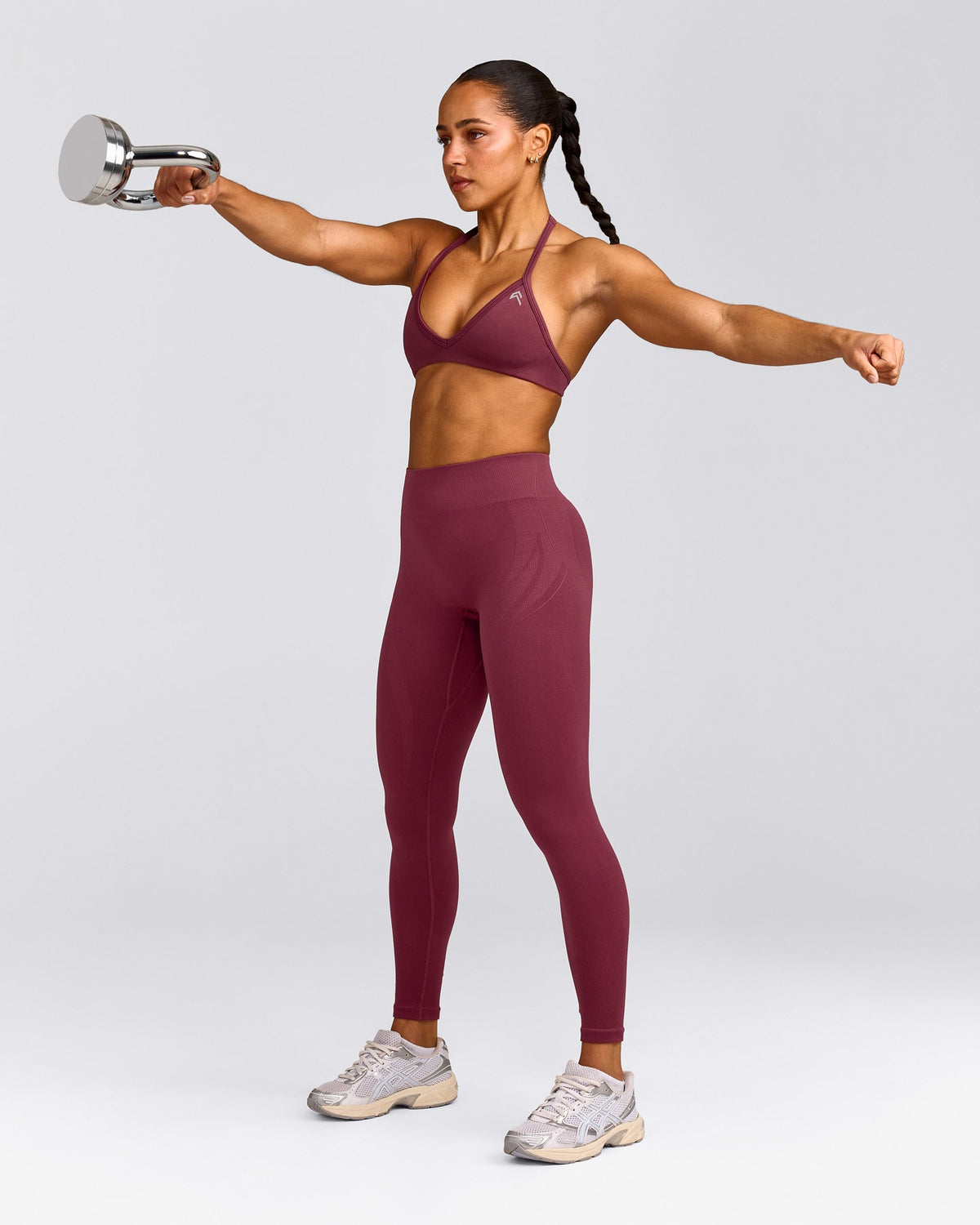 EnhanceLift™ Seamless Minimal Halter Neck Bralette | Burnt Maroon Red