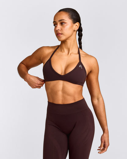 EnhanceLift™ Seamless Minimal Halter Neck Bralette | Plum Brown