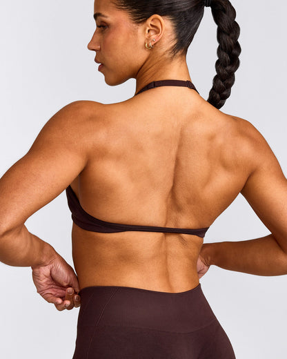EnhanceLift™ Seamless Minimal Halter Neck Bralette | Plum Brown