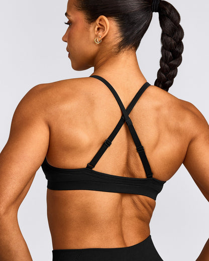 EnhanceLift™ Seamless Strappy Sports Bra | Black