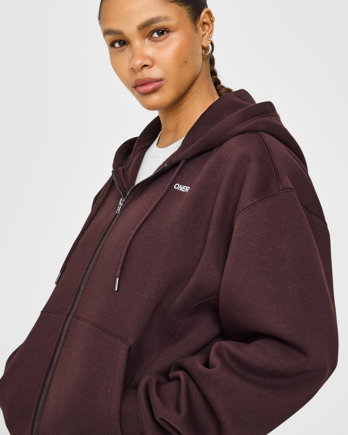 Foundations Zip Up Hoodie | Plum Brown