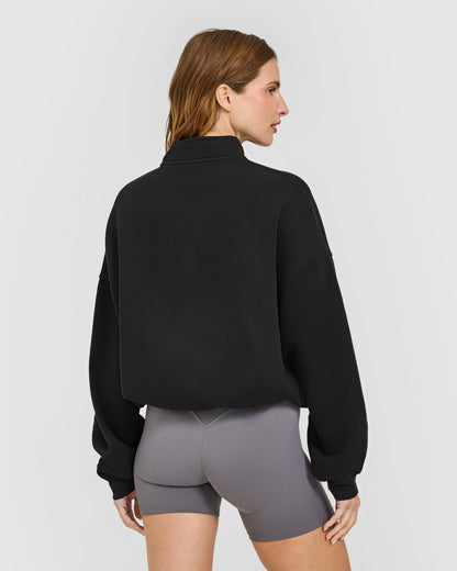 Mid Weight 1/4 Zip Sweatshirt | Soft Black