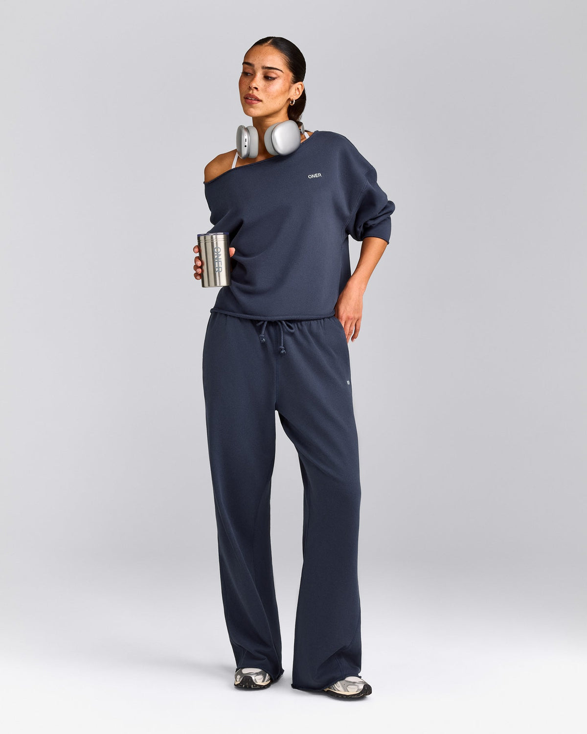 Cotton Vintage Lounge Wide Leg Sweatpants | Washed True Blue