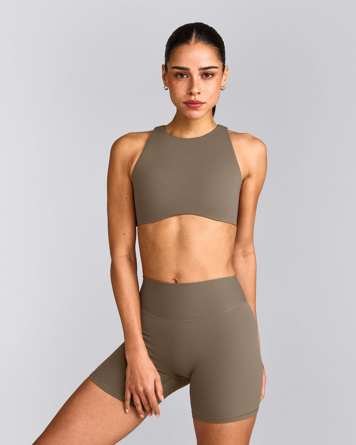 SoftMotion™ High Neck Sports Bra | Moss Brown