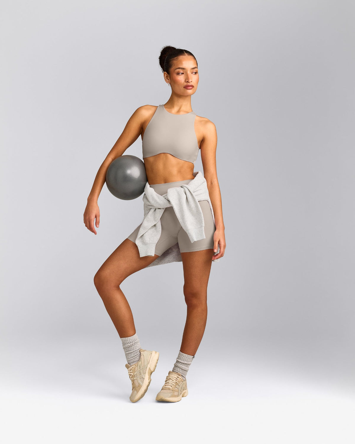 SoftMotion™ High Neck Sports Bra | Warm Sand