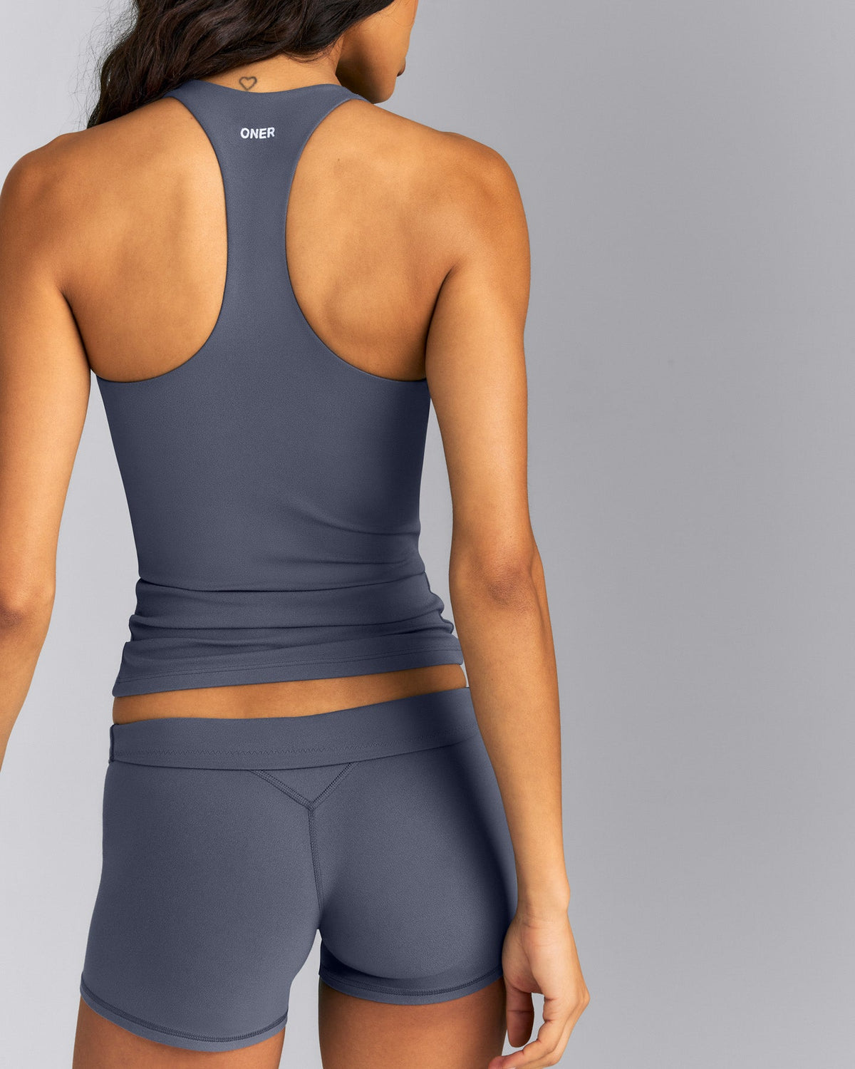 SoftMotion™ Racer Back Tank Top with Built in Bra Shelf | Granite Blue