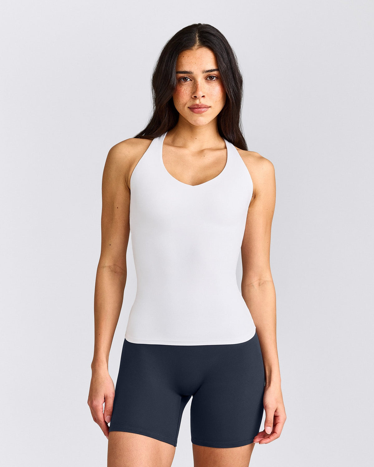 SoftMotion™ Racer Back Tank Top with Built in Bra Shelf | White