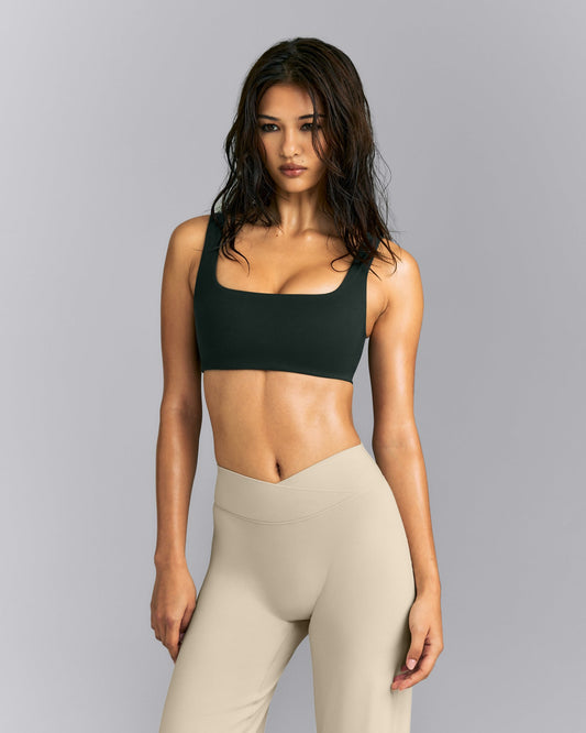 SoftMotion™ Soft Square Neck Sports Bra | Emerald Noir