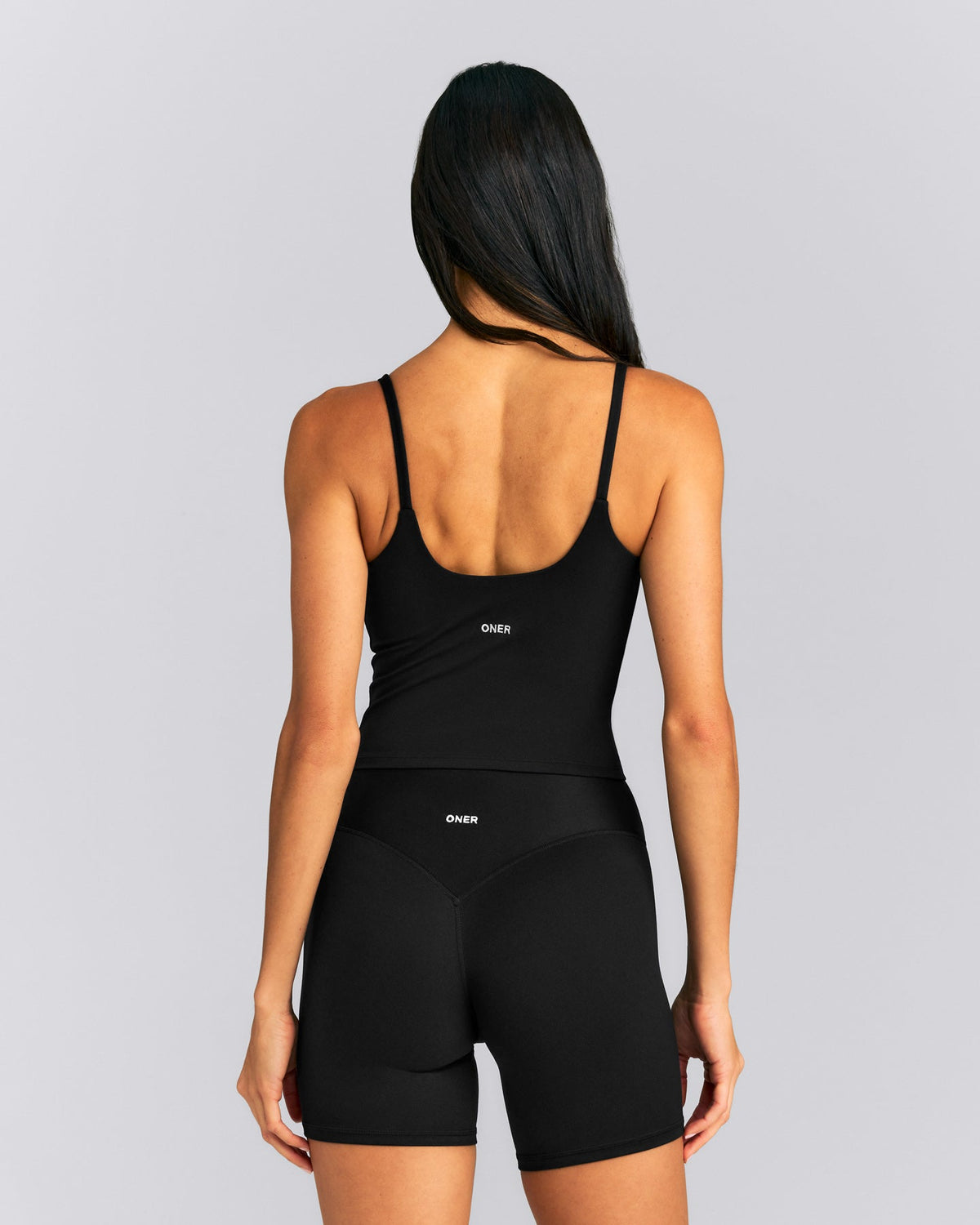 SoftMotion™ Strappy Tank Top with Built in Bra Shelf | Black