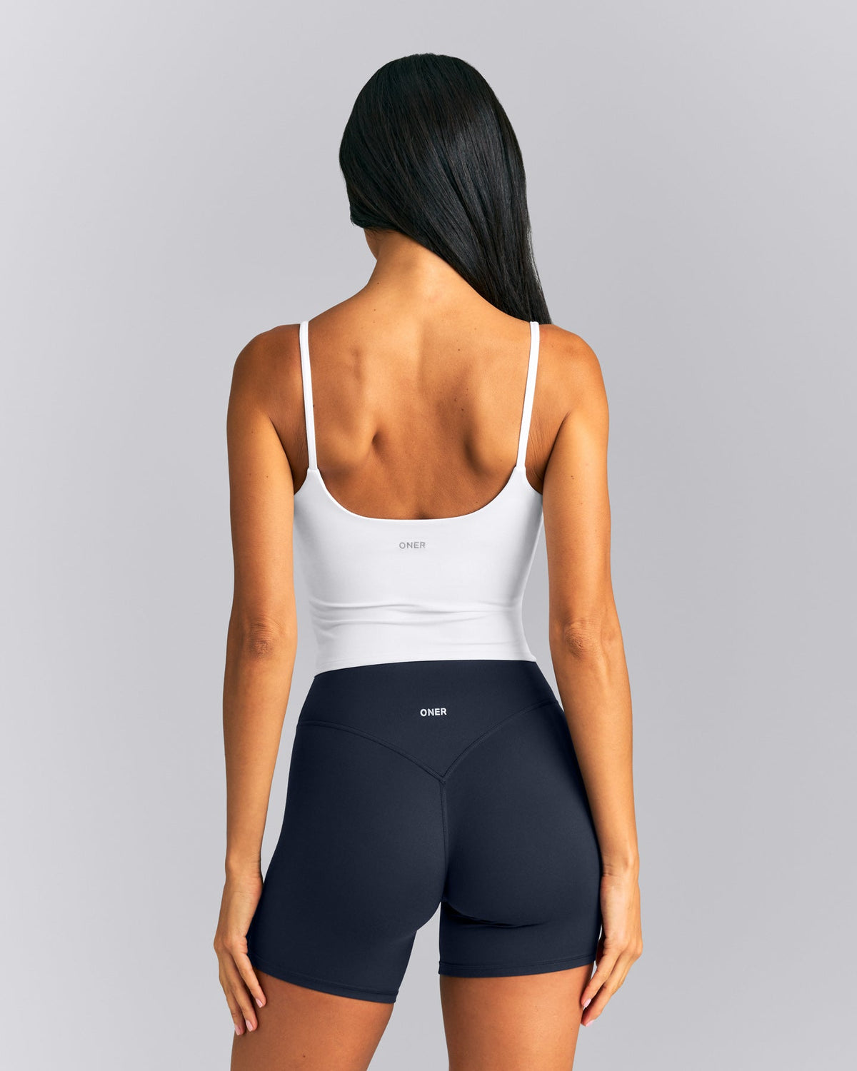 SoftMotion™ Strappy Mid Tank Top with Built in Bra Shelf | White