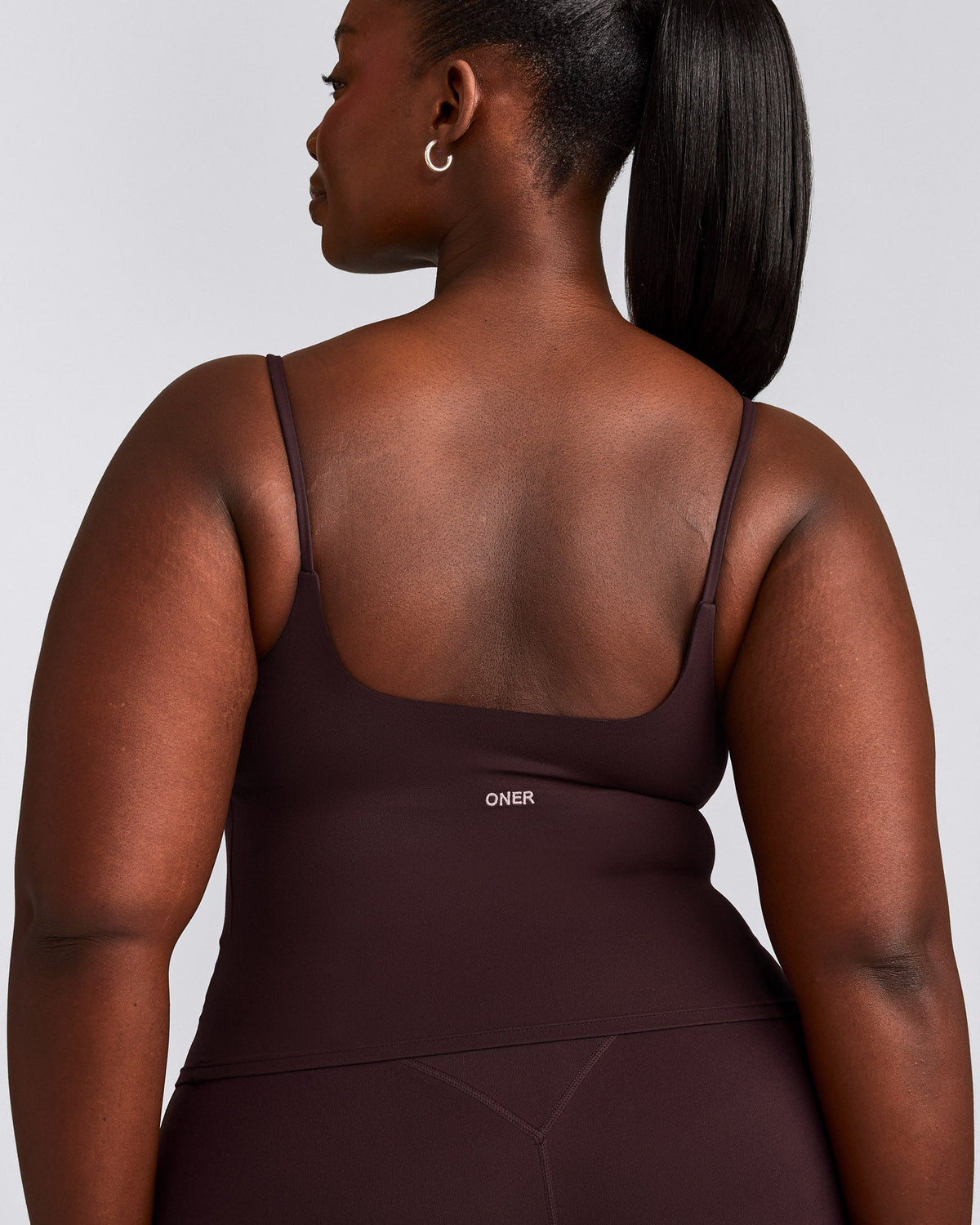 SoftMotion™ Strappy Mid Tank Top with Built in Bra Shelf | Plum Brown