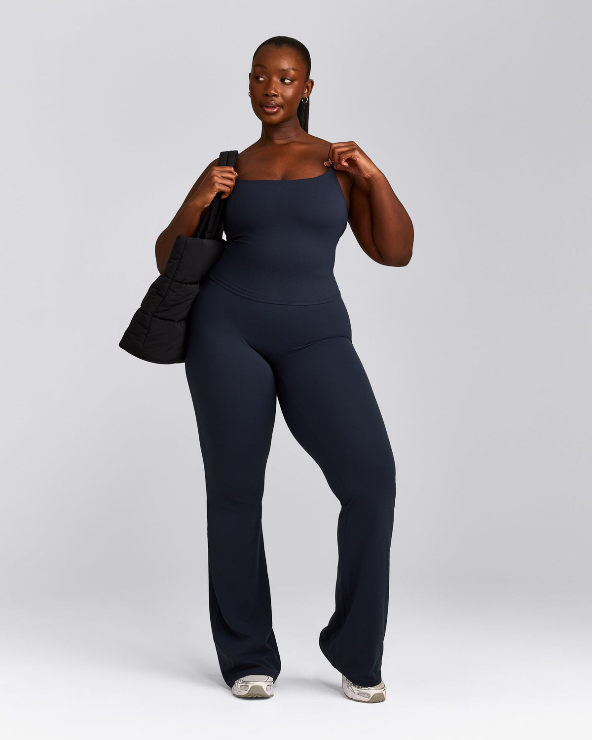 SoftMotion™ Strappy Mid Tank Top with Built in Bra Shelf | True Blue