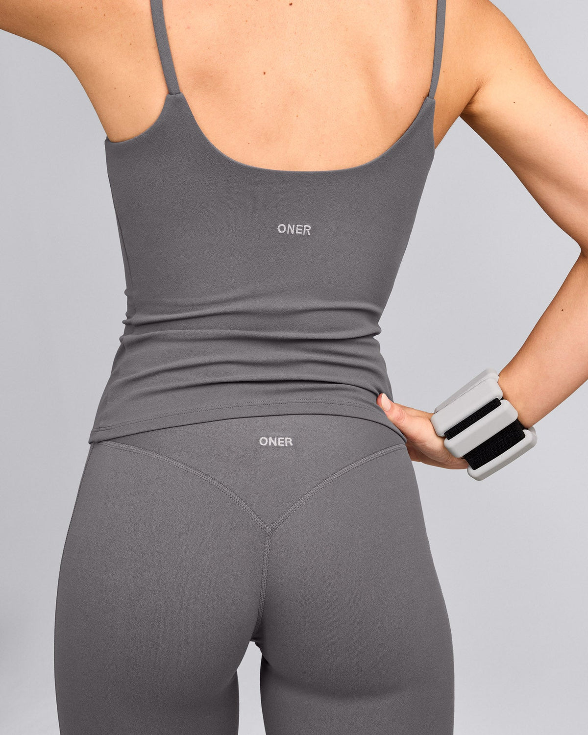 SoftMotion™ Strappy Tank Top with Built in Bra Shelf | Ash Gray