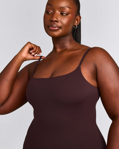 SoftMotion™ Strappy Tank Top with Built in Bra Shelf | Plum Brown