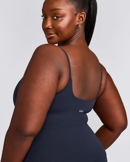 SoftMotion™ Strappy Tank Top with Built in Bra Shelf | True Blue
