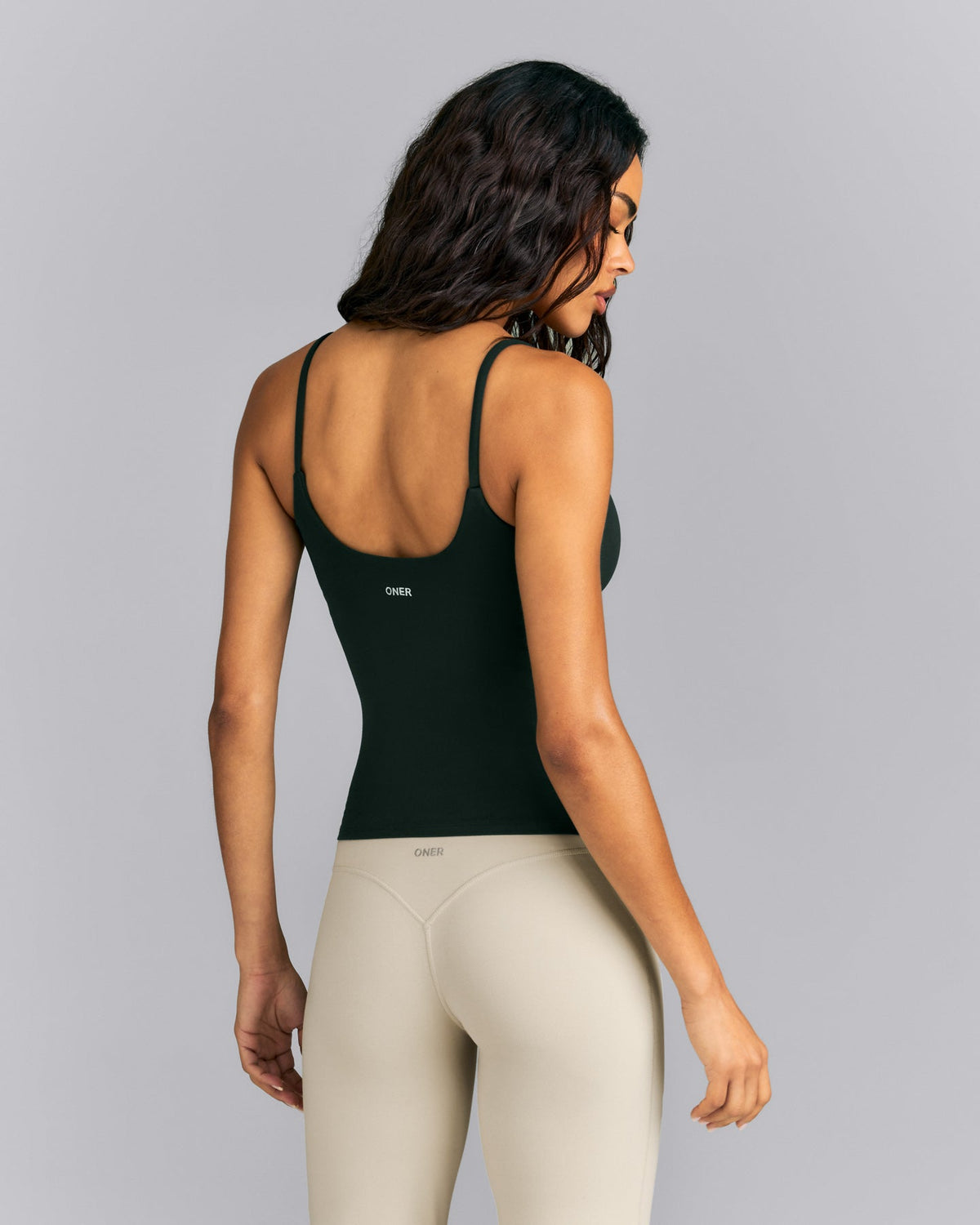 SoftMotion™ Strappy Tank Top with Built in Bra Shelf | Emerald Noir