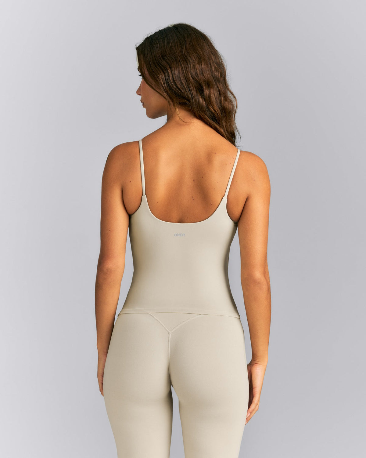 SoftMotion™ Strappy Tank Top with Built in Bra Shelf | Oatmeal